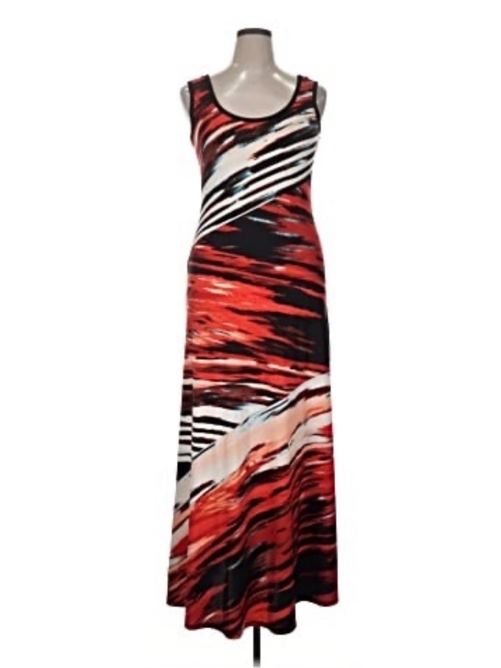 Calvin Klein Sleeveless Red Abstract Print Maxi Dress Sz S